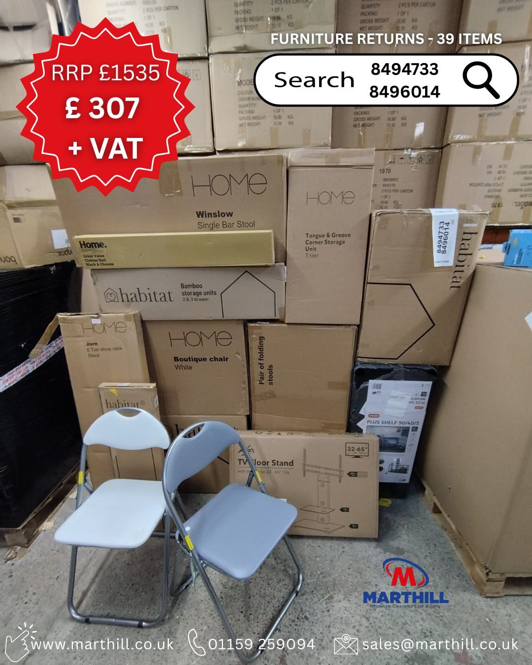 EX CAT HIGH ST FURNITURE RETURNS PALLET 8494733/8496014